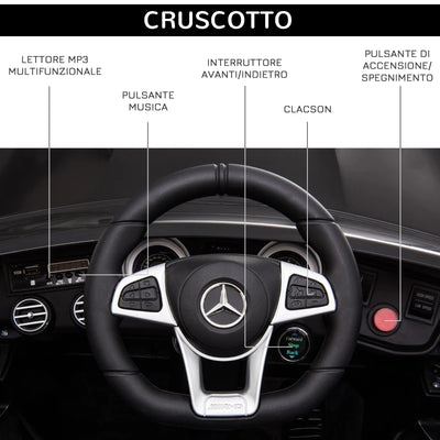 HOMCOM Macchina Elettrica per Bambini 3-5 Anni Mercedes con Cintura di Sicurezza e Telecomando, Nero