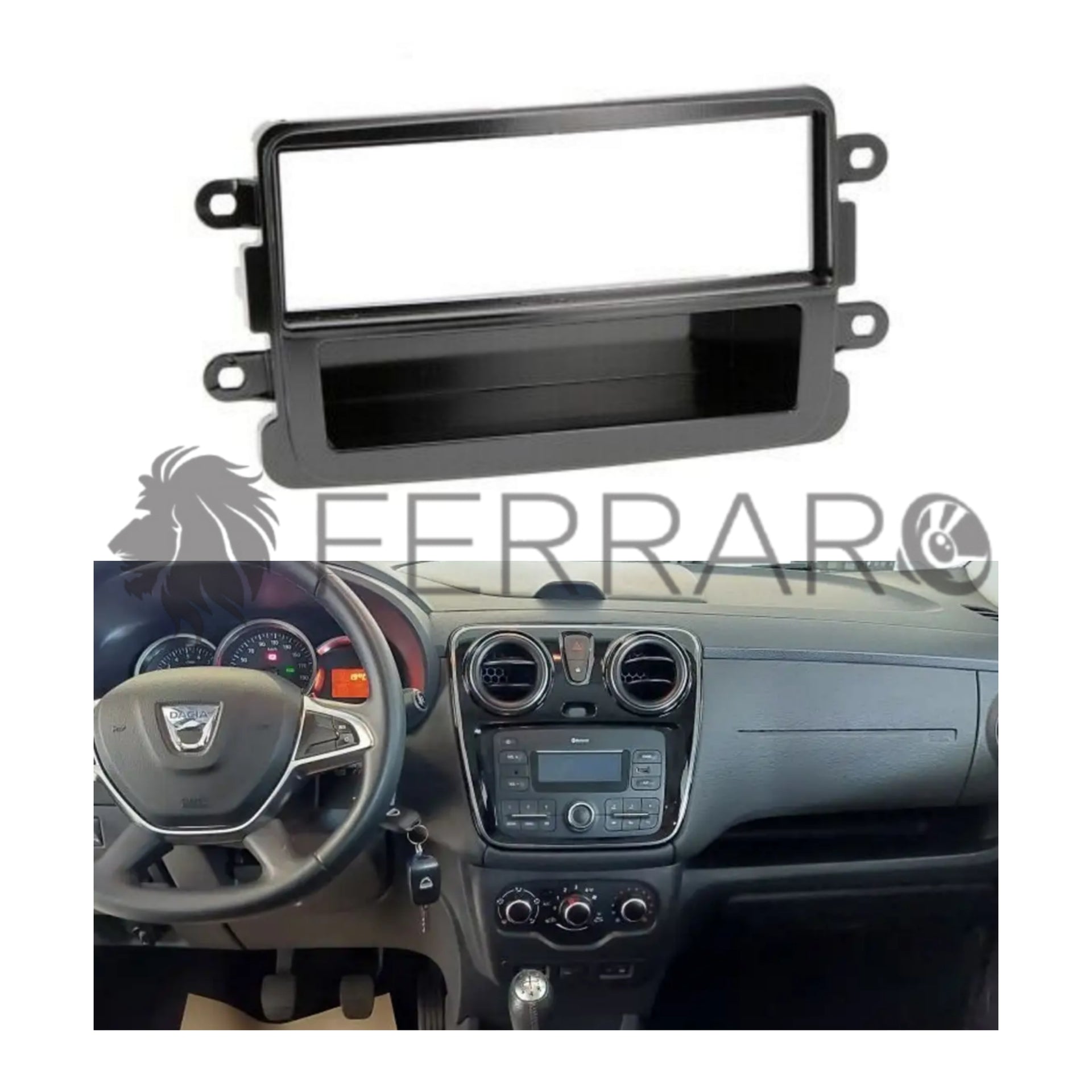 Kit Montaggio Autoradio 2 DIN Sound-way – Mascherina E Staffe Per Dacia Duster, Logan, Sandero, Dokker, Lodgy E Renault Captur, Trafic, Grigio Scuro