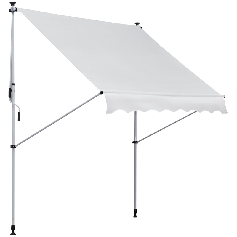 Outsunny Tenda da Sole da Esterno 2x1.5m a Rullo con Manovella, Altezza e Angolazione Regolabile, Bianco