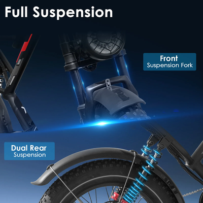 FerraroStore S8-Single, Bici Elettrica Pieghevole, 20", Batteria 48V