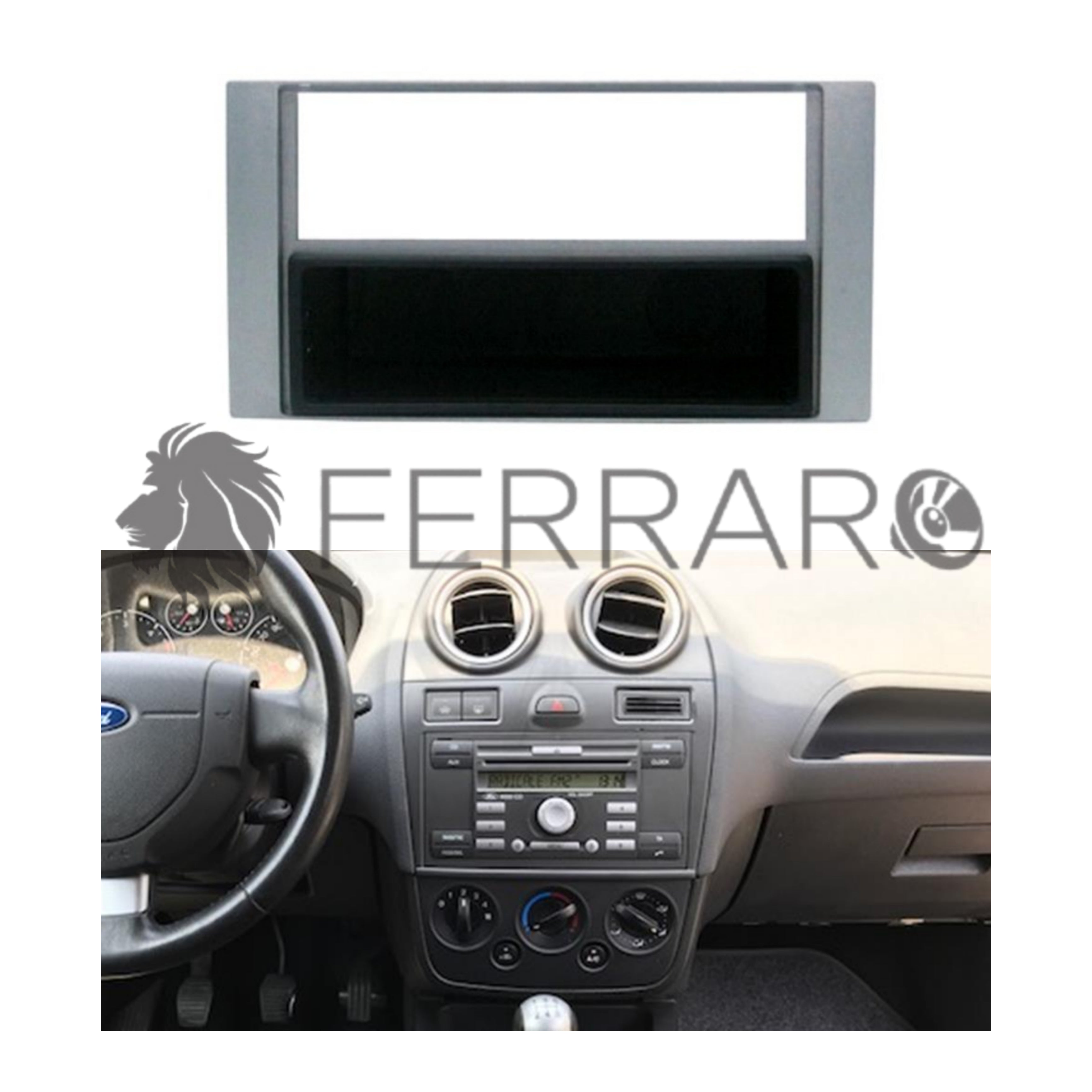 Mascherina 1DIN con Cassetto Rimovibile | Ford C-Max, Focus, Kuga, S-Max, Transit, Fusion, Fiesta | >2014