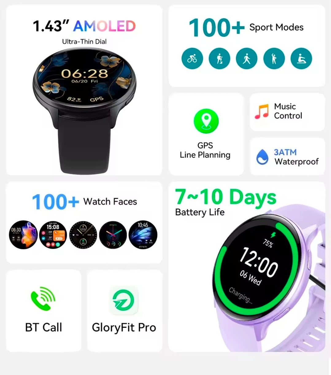 SmartWatch 46mm, BT, Messaggi, Chiamate, Sport