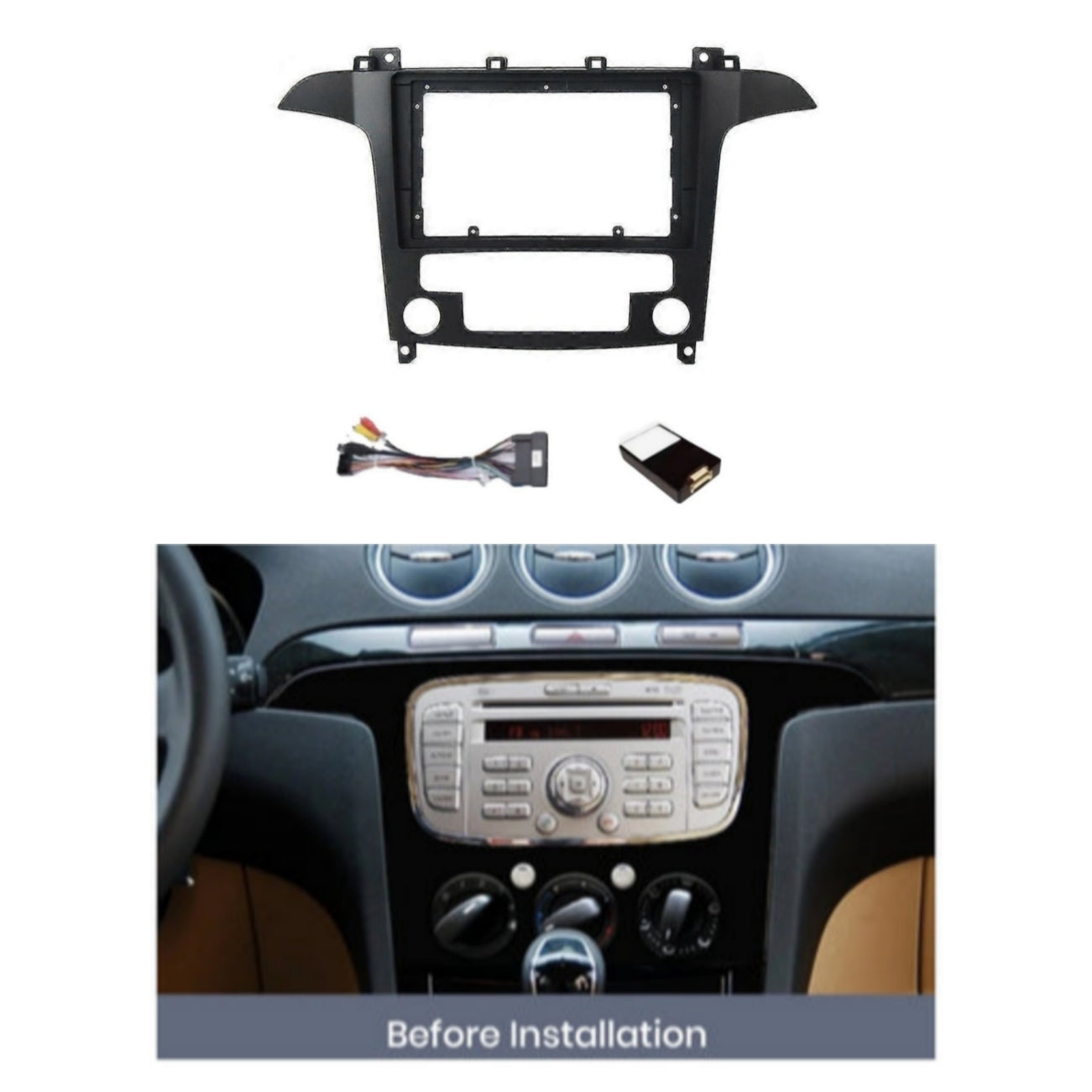 Kit Montaggio Autoradio 9"Pollici Ford S-Max (2007-2015) Mascherina, Cablaggio Autoradio Android
