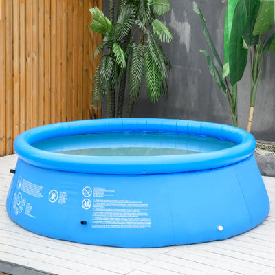 Outsunny Piscina Gonfiabile per 3-4 Persone in PVC con Pompa Manuale, Φ274x76cm, Blu