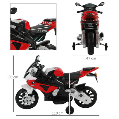 HOMCOM Moto Elettrica per Bambini 3-8 Anni con Licenza BMW, Batteria 12V, Rotelle e Luci, 110x47x69 cm
