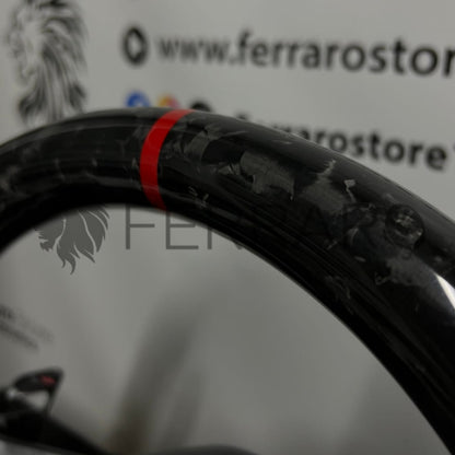 Volante per Mercedes, Carbonio Diagonale, Pelle Scamosciata, Galvanica, Linea Rossa, Pomelli AMG