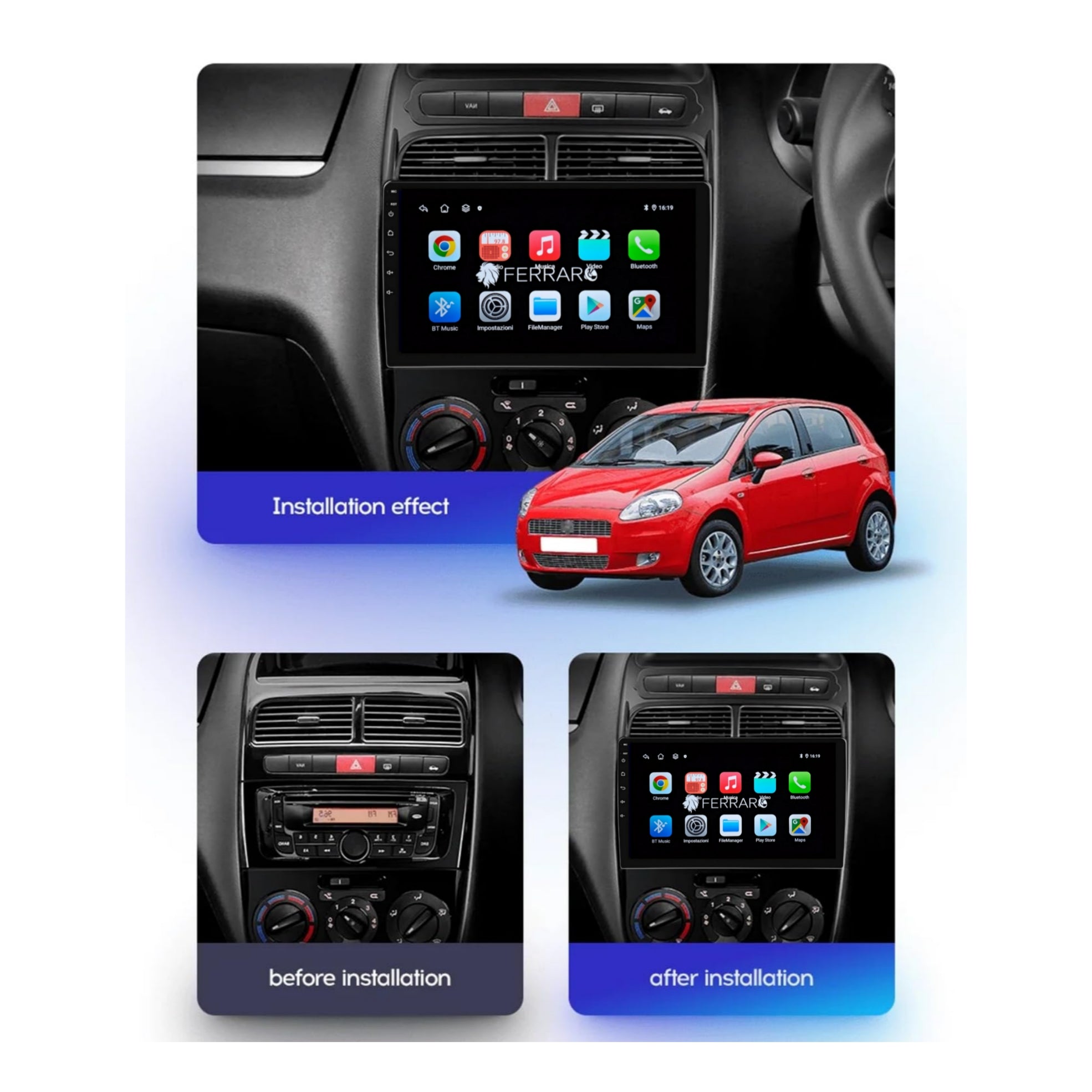 Autoradio per Fiat Linea 9" | 2004-2012 | Android | Bluetooth | CarPlay | Android Auto | 2GB/4GB/6GB/8GB Ram
