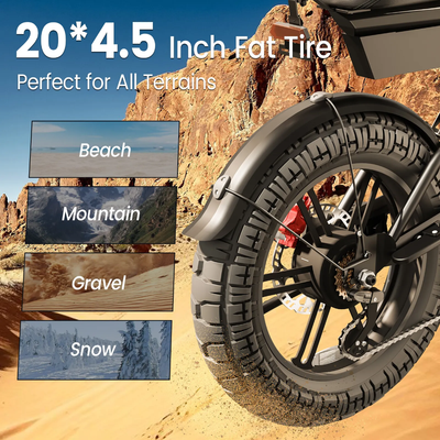 FerraroStore WO18, Bici Elettrica Pieghevole, 20*4.5", Batteria 48V