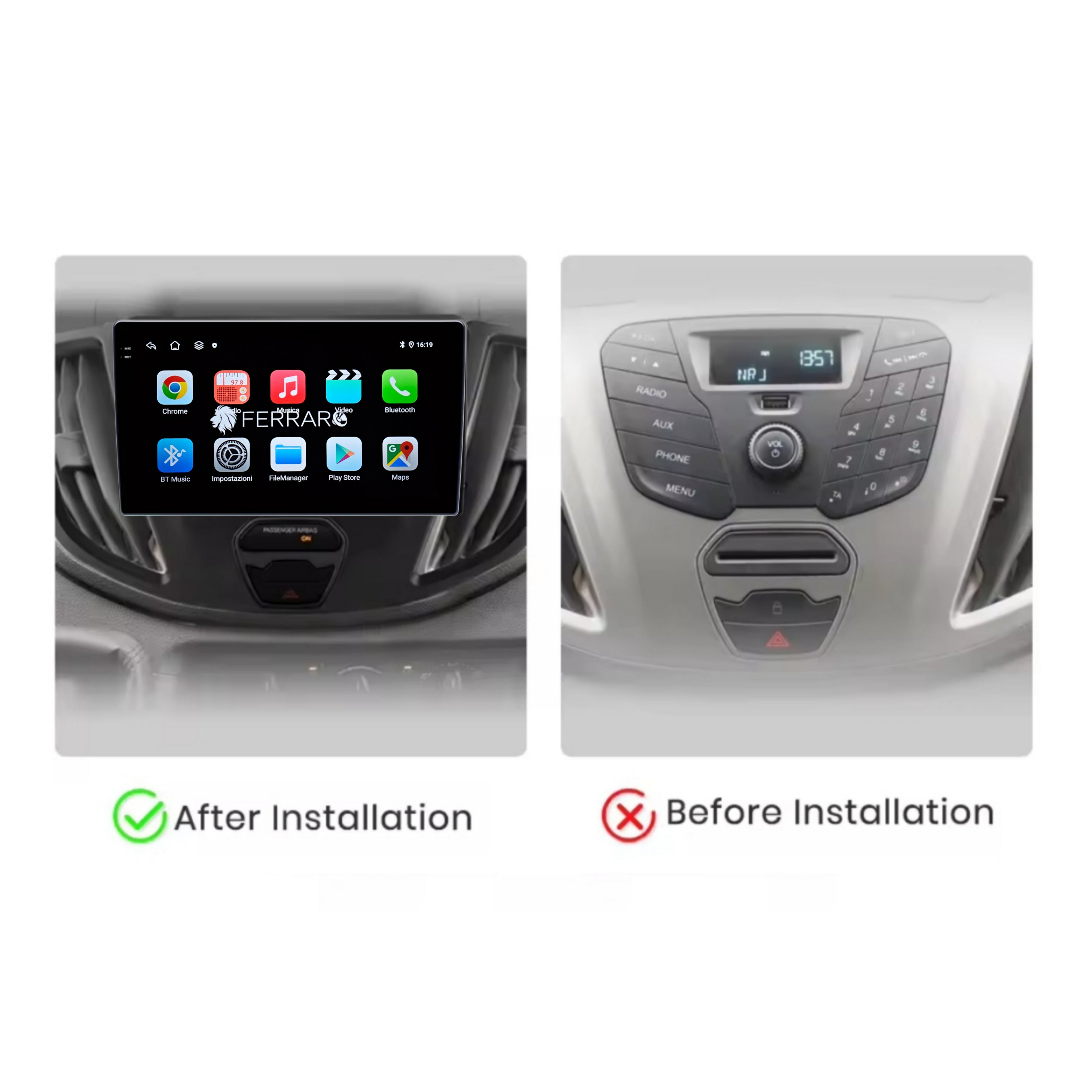 Autoradio per Ford Transit Van 9" 2K | 2014-2018 | Android | Bluetooth | CarPlay | Android Auto | 12/256GB Ram