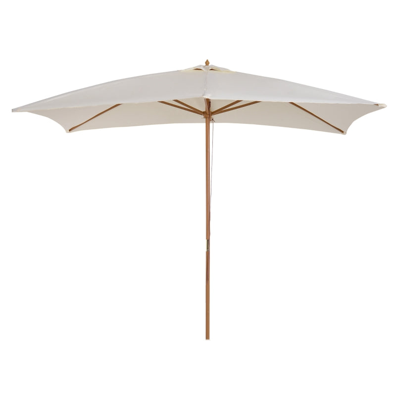 Outsunny Ombrellone 2x3 m da Giardino Impermeabile, in Legno e Poliestere 180G, Beige