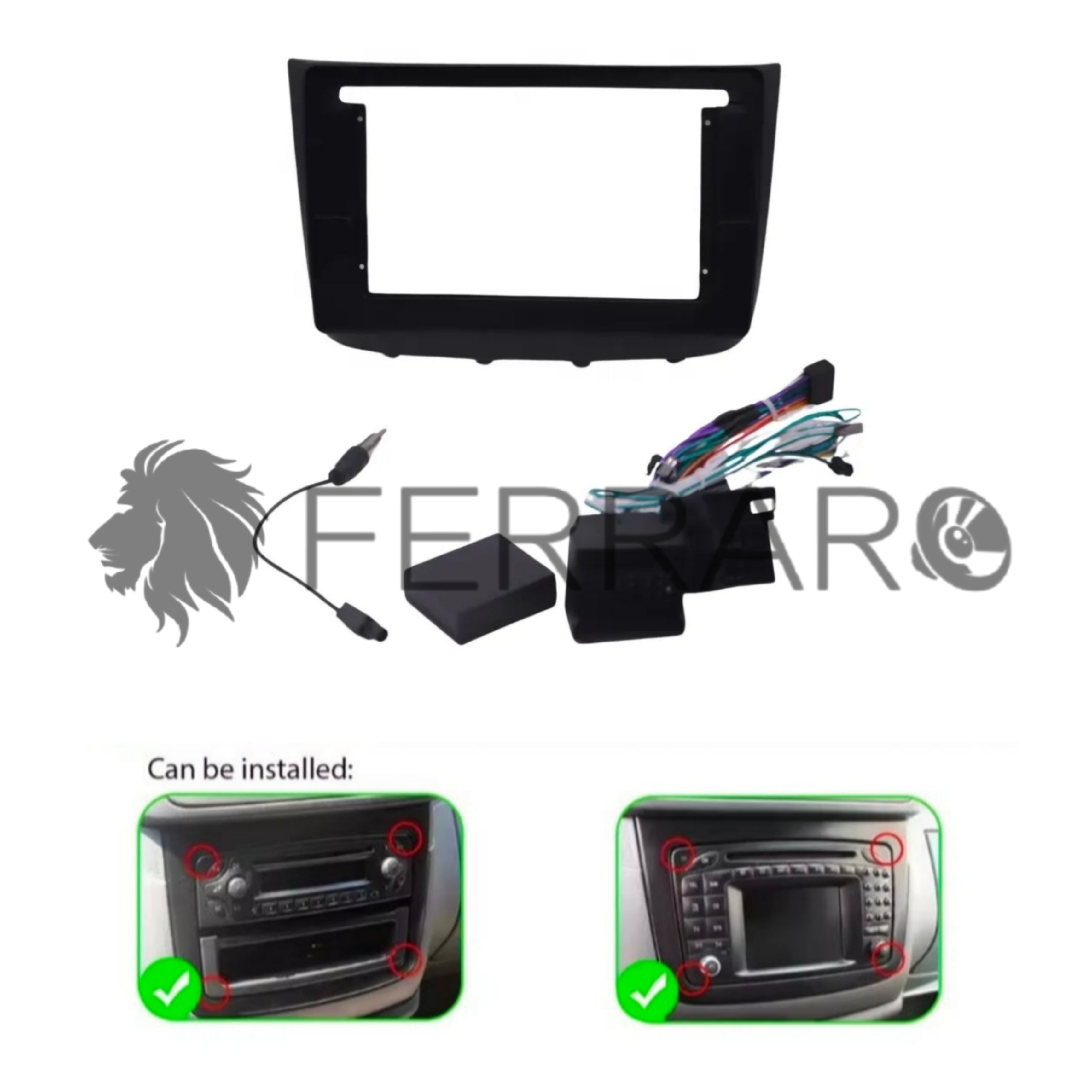 Kit Montaggio Autoradio 10.1" Pollici, Mercedes Viano, Vito W639 (2003-2014) Mascherina, Cablaggio, per Autoradio Android
