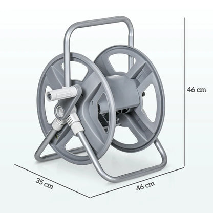 Outsunny Avvolgitubo da Giardino a Parete e Autoportante per 40m di Tubo con Manovella, Grigio
