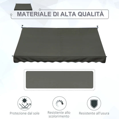 Outsunny Tenda da Sole 3x1.5 m a Bracci con Manovella, Struttura Telescopica in Metallo e Parasole in Poliestere