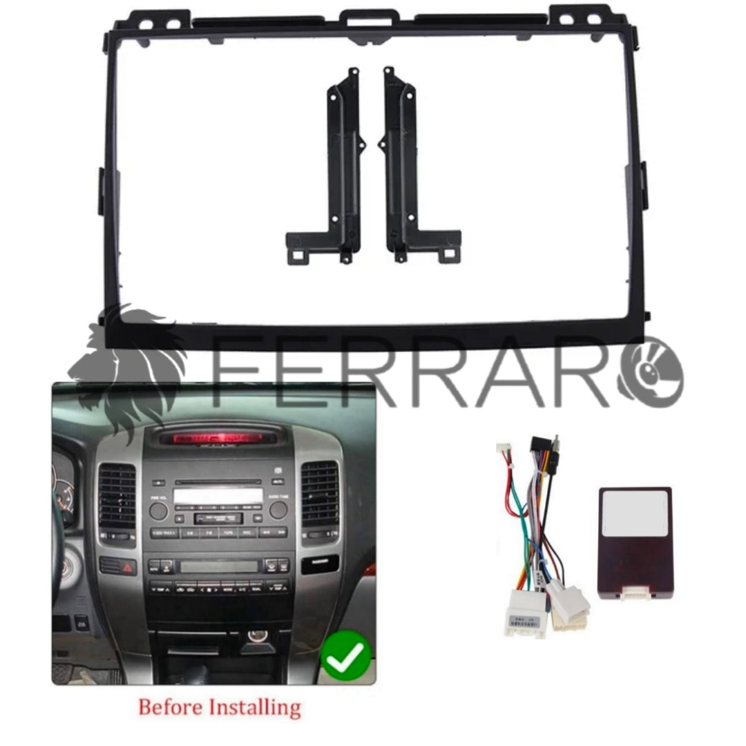 Kit Montaggio Autoradio 9"Pollici Toyota Cruiser 120 (2002-2009), Mascherina, Cablaggio per Autoradio Android