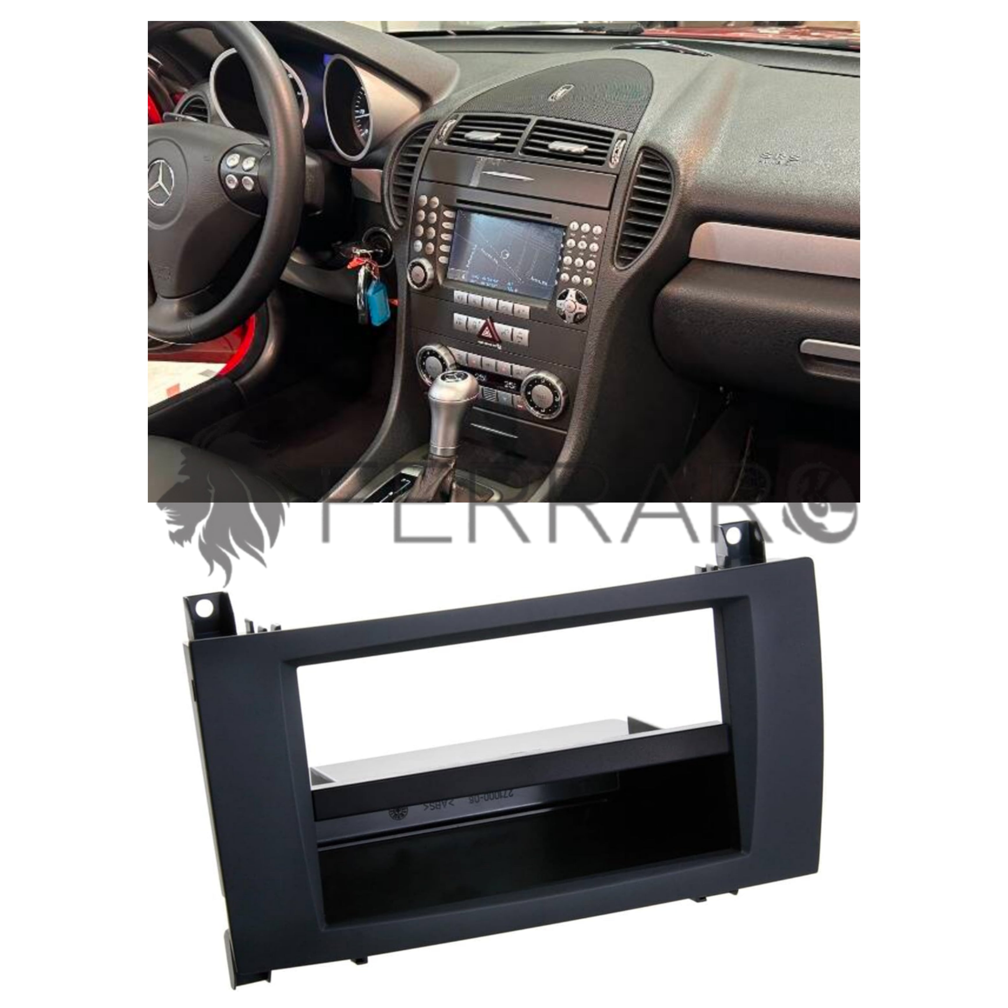 Car Radio Panel Kit, 1 ISO with Drawer, Mercedes SLK, 2004 - 2011