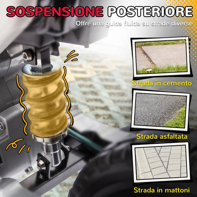 AIYAPLAY Moto Elettrica per Bambini con Rotelle e Indicatore di Carica, in PP e Metallo, 107x56x70 cm, Rosso