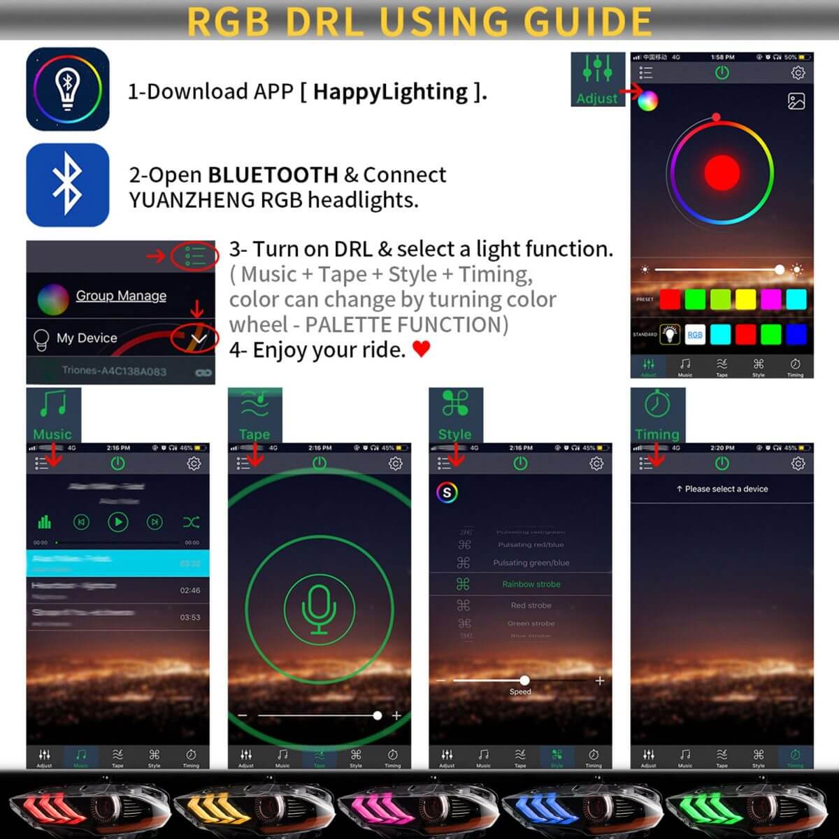 Fanali Anteriore Completo per Ford Mustang 6ª Serie (2018-2024) a LED, RGB