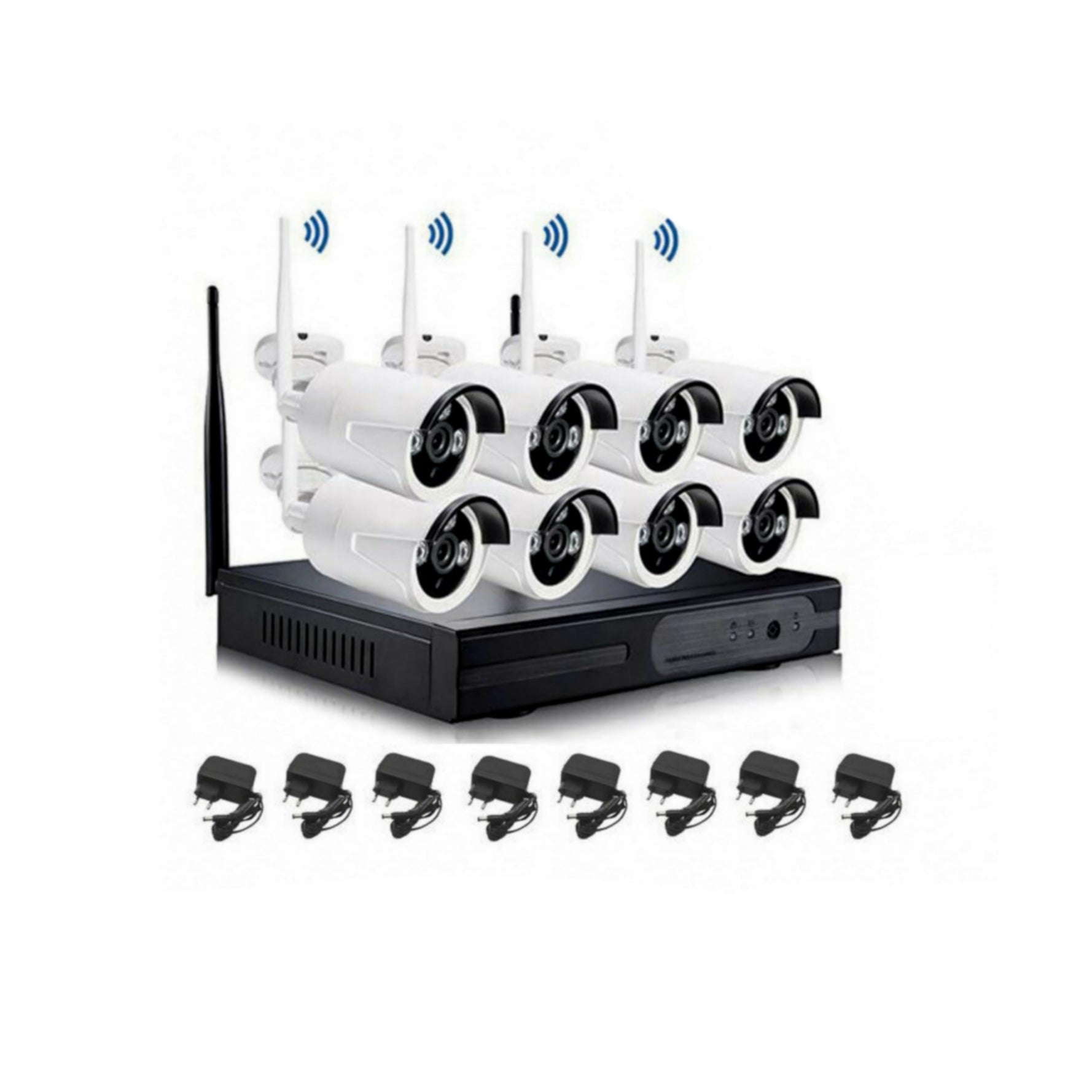 Kit Videosorveglianza, 8 Camere, Wireless, Sorveglianza, AHD, Infrarossi, Full HD