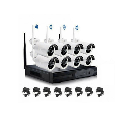 Kit Videosorveglianza, 8 Camere, Wireless, Sorveglianza, AHD, Infrarossi, Full HD