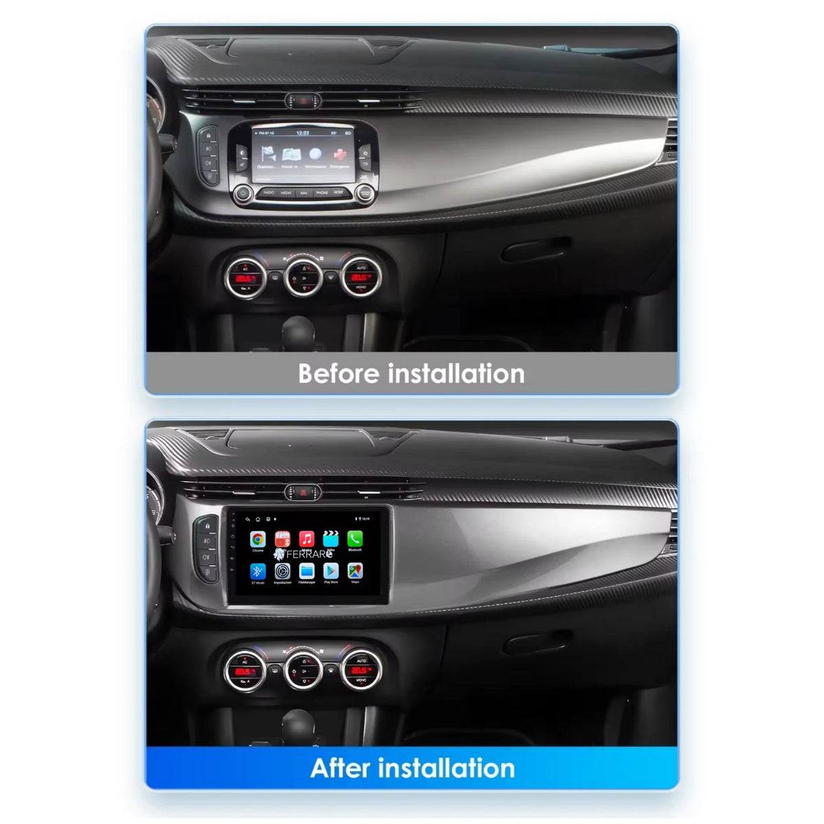 Kit Montaggio Autoradio 9"Pollici per AlfaRomeo Giulietta (Dal 2014+) Mascherina, Cablaggio Autoradio Android
