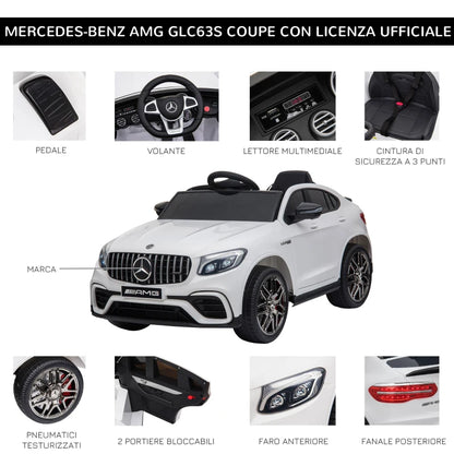 HOMCOM Macchina Elettrica per Bambini 3-5 Anni Mercedes con Cintura di Sicurezza e Telecomando, Bianco
