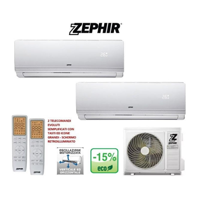 Zephir Condizionatore | Dual Split | 12000 + 9000 | Wifi, A++/A+ R32 ZDUOWIFI