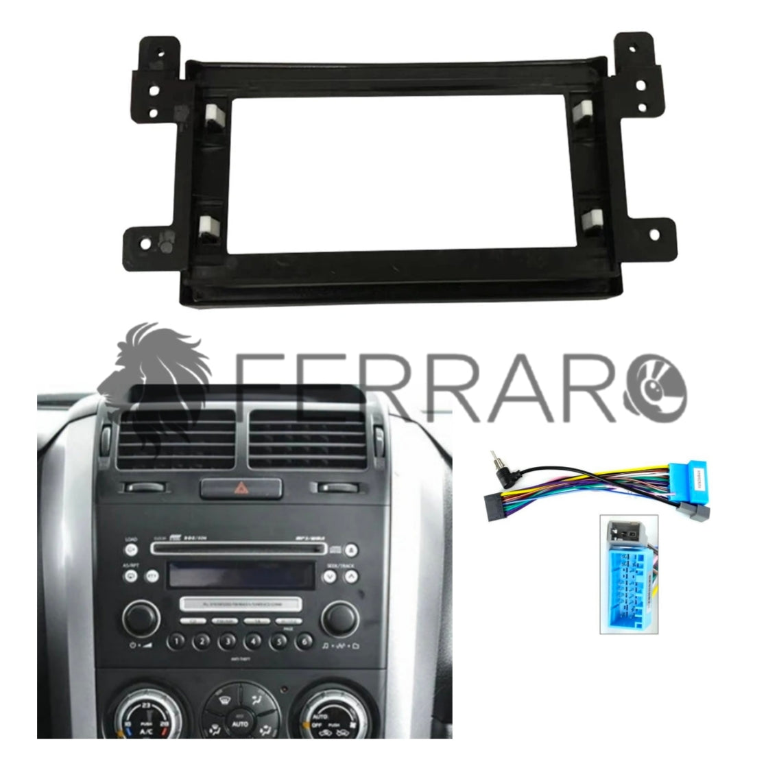 Kit Montaggio Autoradio 9"Pollici Suzuki Gran Vitara (2005-2015), Mascherina, Cablaggio per Autoradio Android