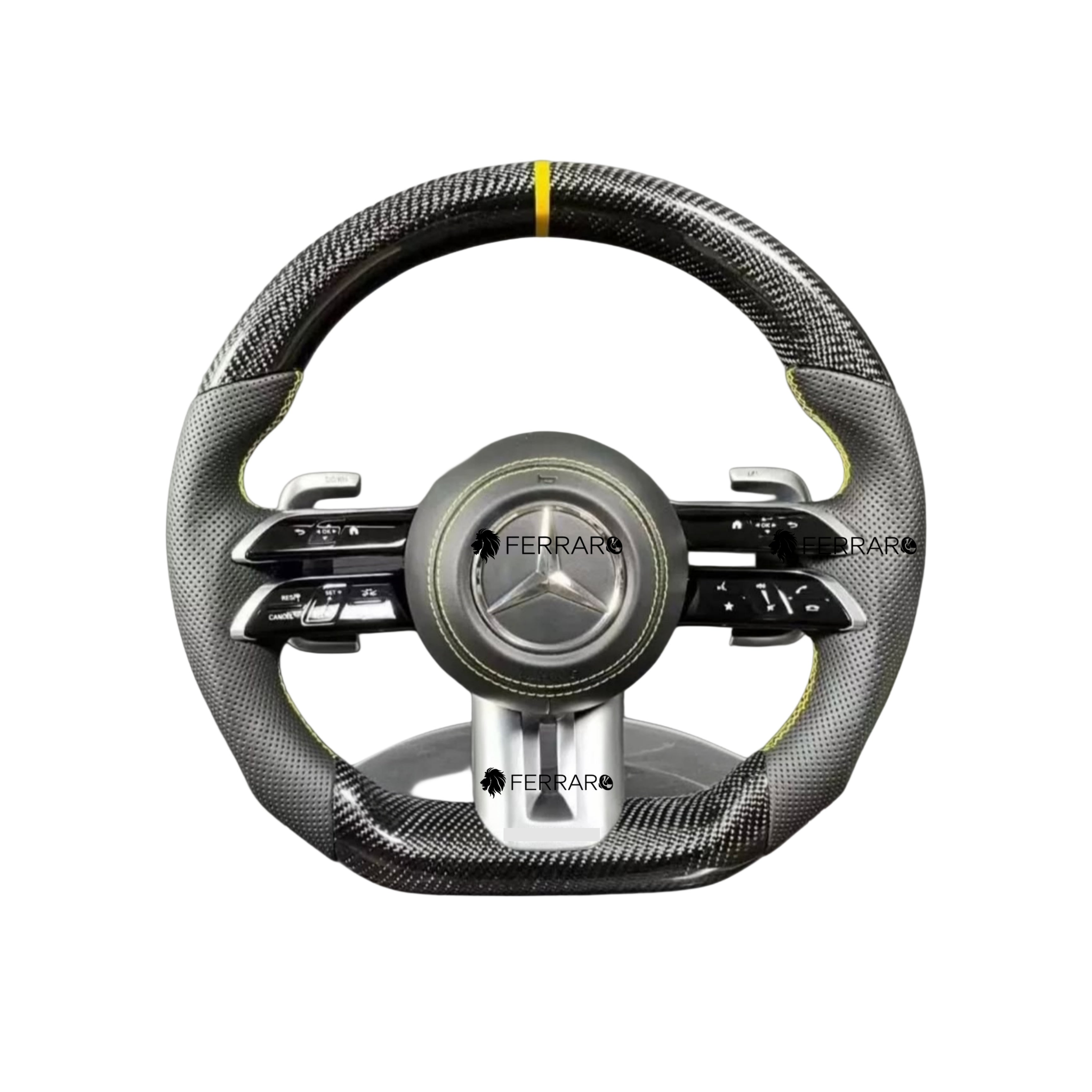 Volante per Mercedes, Carbonio Diagonale, Etichetta Gialla, Linea Gialla, Galvanico, AMG