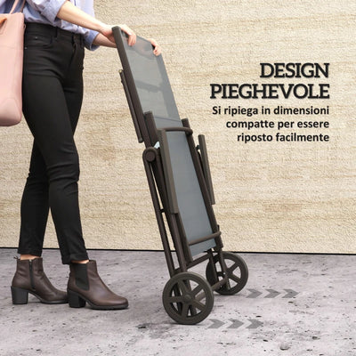 Outsunny Lettino Sdraio Pieghevole e Reclinabile in 5 Posizioni con Rotelle, in Metallo e Textilene, 72x158x84 cm, Grigio