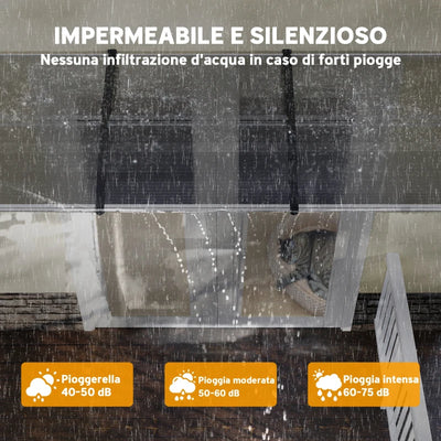 Outsunny Tettoia in Policarbonato e Alluminio per Balconi, Finestre e Porte, 303x96x27 cm, Nero e Trasparente