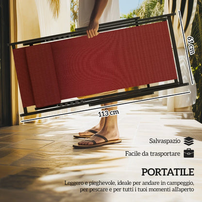 Outsunny Set 2 Sedie Poltrona Sdraio da Esterni, Pieghevoli e Reclinabili, in Alluminio, 96.5x58x91.5 cm, Rosso