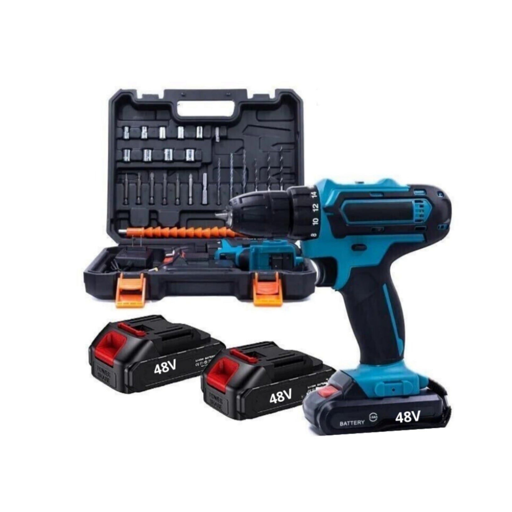 Percussion Drill Screwdriver - Double Battery 48V, with Accessories and Case