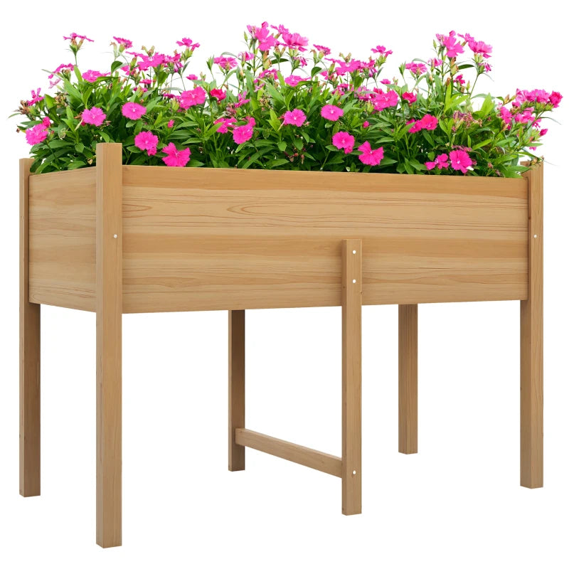 Outsunny Orto Rialzato con 2 Fori di Drenaggio e Sacca in Tessuto non Tessuto, in Legno di Abete, 115x55x80 cm