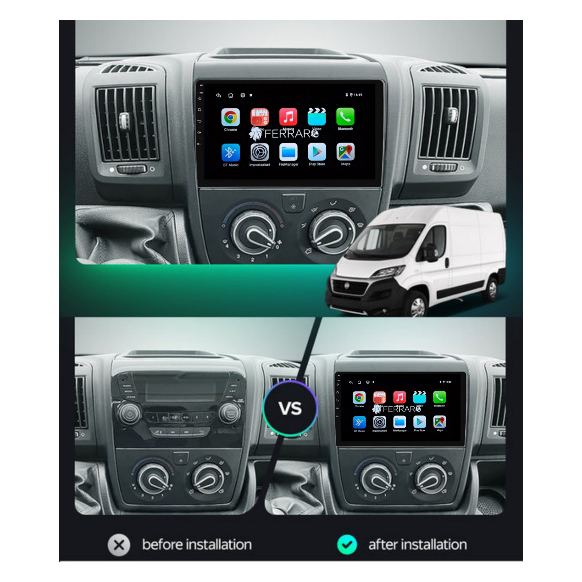 Car Radio for FIAT DUCATO [2007 - 2015] - 2GB/4GB/6GB/8GB Intelligent car system, 2Din 9"Inch, GPS, Navigator, Wifi
