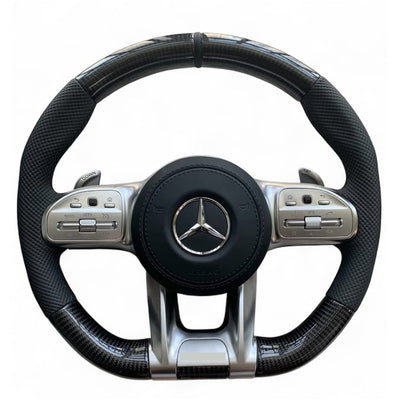 (PRENOTA) Volante per Mercedes, Etichetta Nera, Carbonio, Filo Nero, AMG