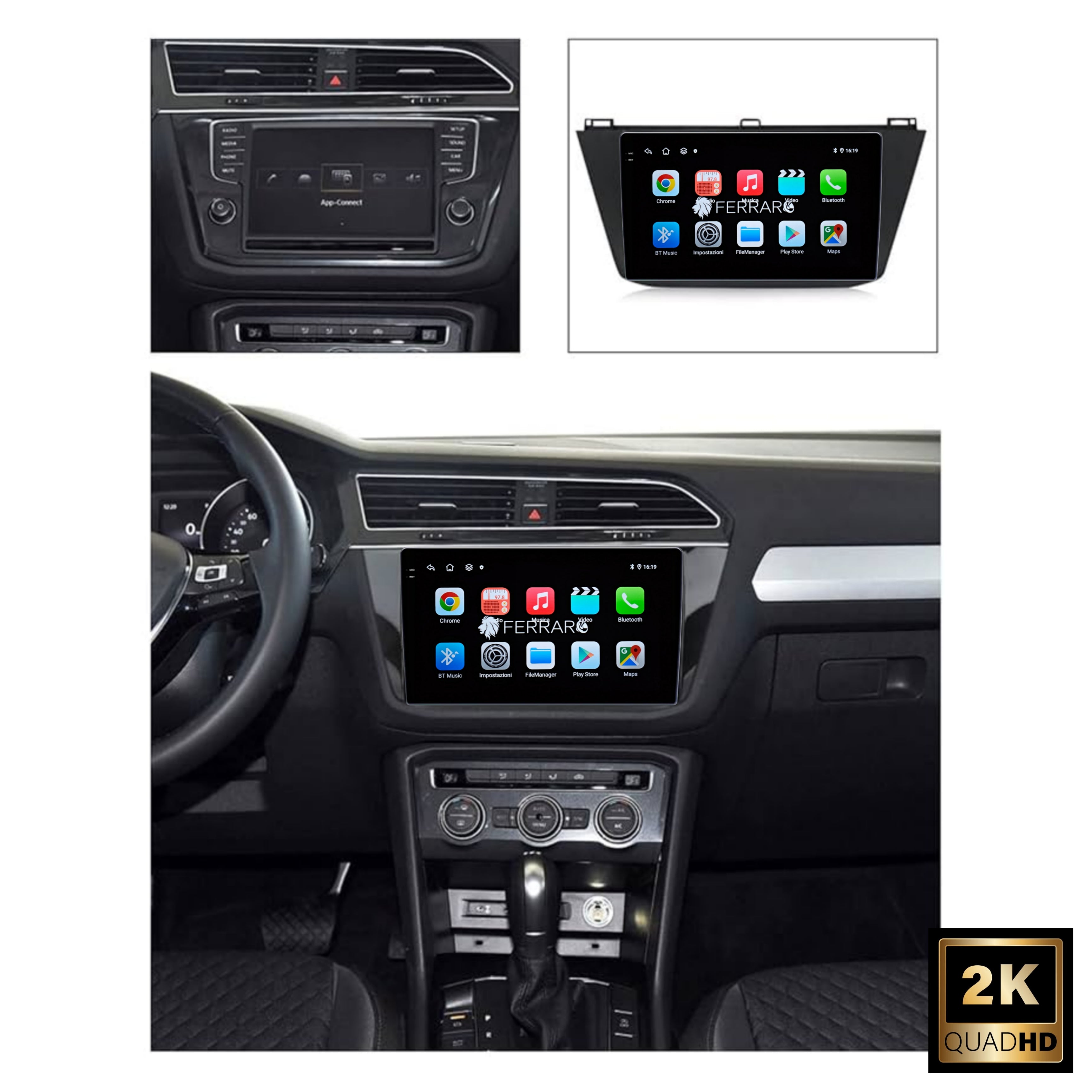 Autoradio per Volkswagen Tiguan 9" 2K | 2016-2020 | Android | Bluetooth | CarPlay | Android Auto | 12/256GB Ram