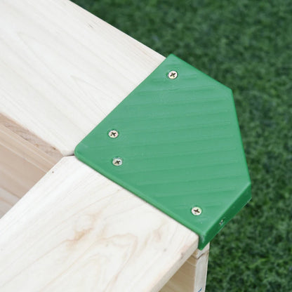 Outsunny Sabbiera per Bambini in Legno con Panca e Tettuccio Parasole Regolabile, 120x120x120cm, Colore Legno e Blu