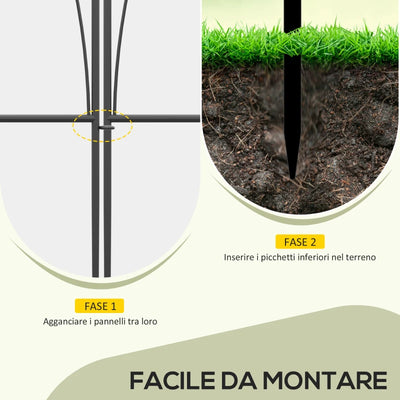 Outsunny Recinzione Esterna a 5 Pannelli in Metallo con Lacci, 305x62 cm, Nera