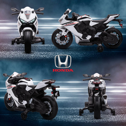 HOMCOM Moto Elettrica per Bambini con Licenza HONDA, Batteria 6V Ricaricabile, Velocità 3km/h, Bianco