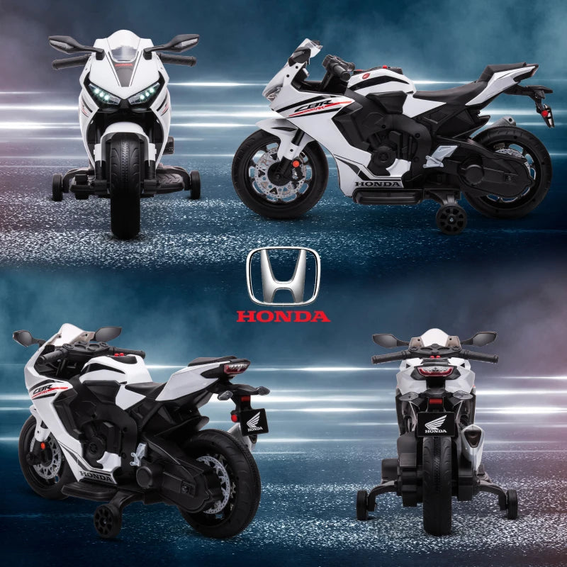 HOMCOM Moto Elettrica per Bambini con Licenza HONDA, Batteria 6V Ricaricabile, Velocità 3km/h, Bianco