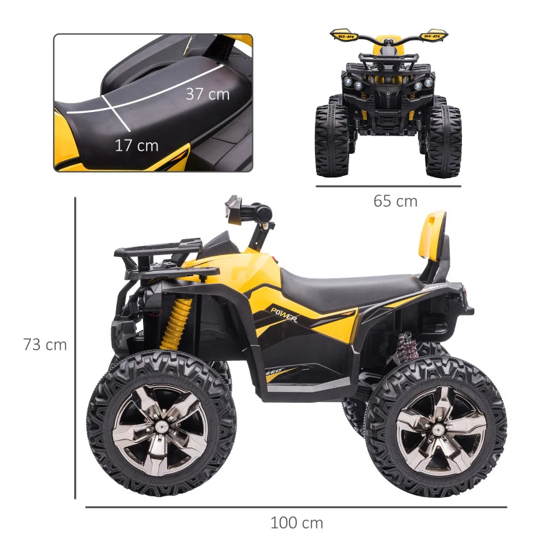 HOMCOM Quad per Bambini Elettrico 12V con Fari e Batteria Ricaricabile, Età 3-5 Anni, 100x65x73cm, Giallo