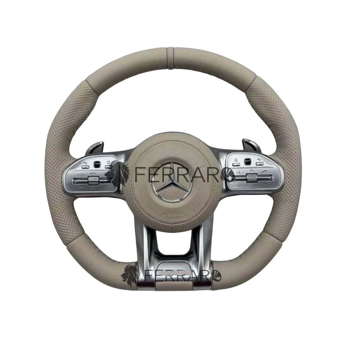 Volante per Mercedes, Pelle Bianca, Foratura, Galvanica, AMG