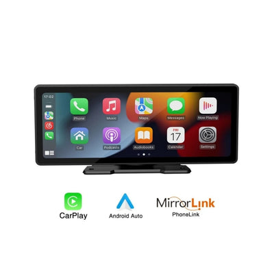 Monitor Universale 10.26"Pollici, Plug and Play, Car Play e Android Auto, Bluetooth, Radio, Aux, Dash Cam