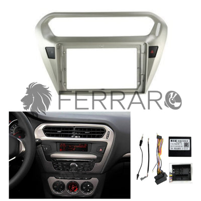 Kit Montaggio Autoradio 9"Pollici Peugeot 301, Citroen C-Elysee (2012-2016) Mascherina, Cablaggio Autoradio Android