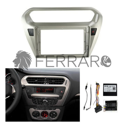 Kit Montaggio Autoradio 9"Pollici Peugeot 301, Citroen C-Elysee (2012-2016) Mascherina, Cablaggio Autoradio Android