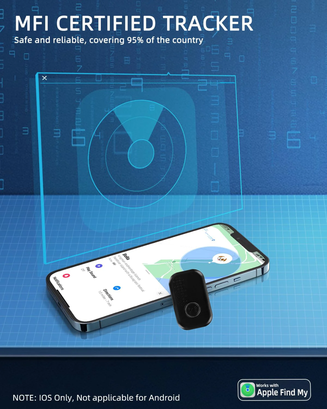 GPS per Animali, Collare Localizzatore, Tracker compatibile con iOS e Android