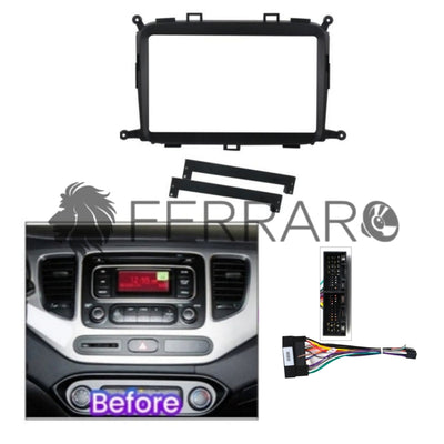 Kit Montaggio Autoradio 9"Pollici Kia Carens (2013-2018) Mascherina, Cablaggio, per Autoradio Android