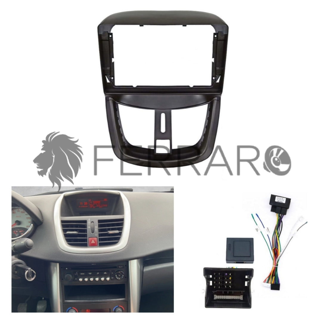 Kit Montaggio Autoradio 9"Pollici Peugeot 207 (2006-2015) Mascherina, Cablaggio Autoradio Android
