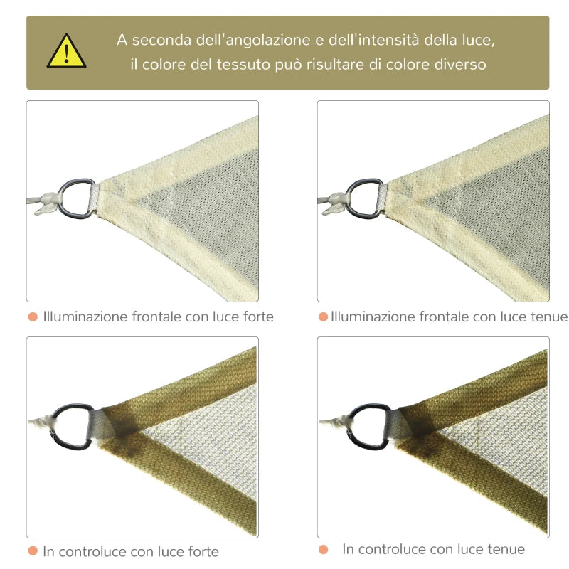 Outsunny Vela Ombreggiante Rettangolare, Impermeabile e Anti-Raggi UV in HDPE, 3x4m, Crema