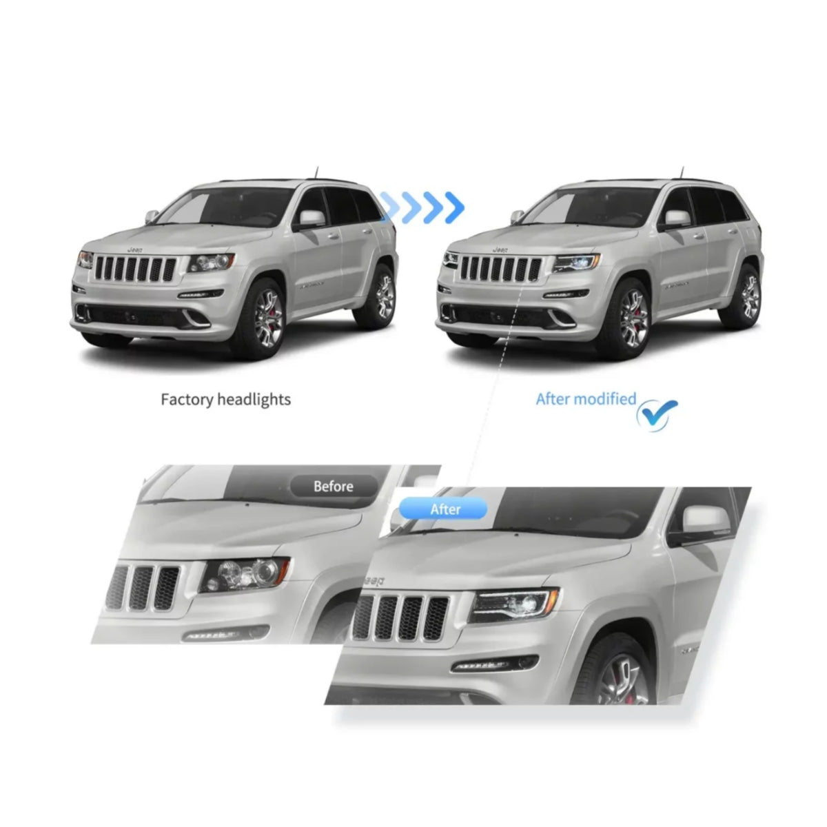 Fanali Anteriore Completo per Jeep Grand Cherokee WK2 (2010-2013) a LED